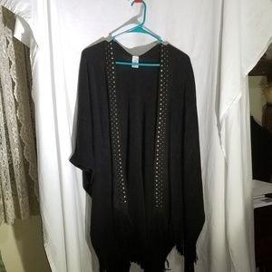 Black No boundaries poncho with stud embellishment